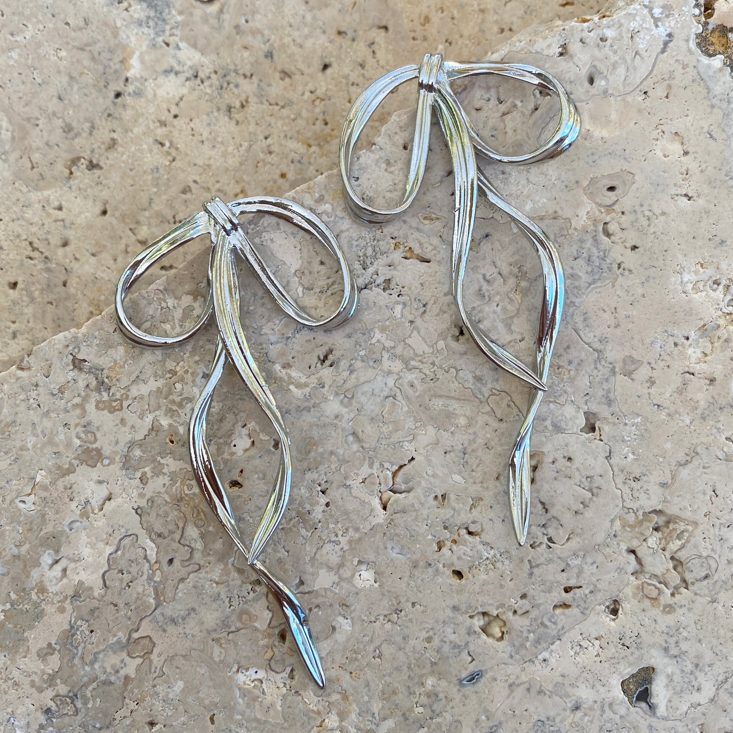 Silver Bow earrings